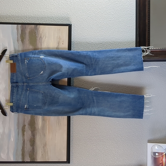 Madewell Distressed Cropped "The Slim Boyfriend" Light Blue Mid Rise Size 25 - Picture 7 of 11